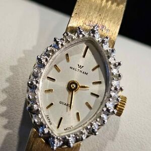 Vintage Waltham ladies diamond accent watch.